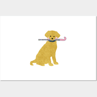 Golden Retriever Preppy Madras Field Hockey Dog Posters and Art